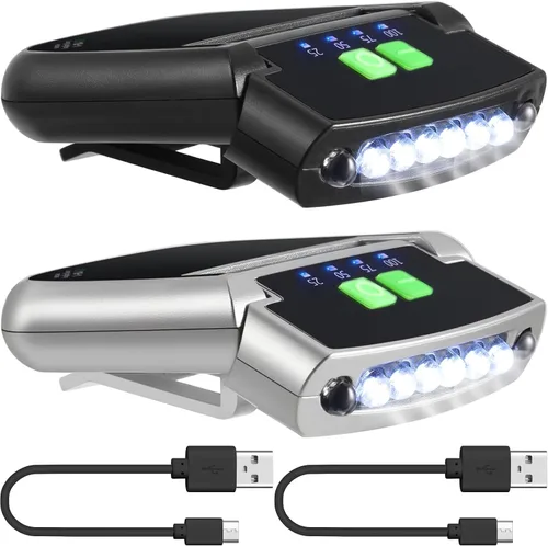 Miniatura 13 de Mudder Linterna LED con clip para gorra USB recargable, linterna impermeable ultra brillante para sombrero, linterna de cabeza para pesca