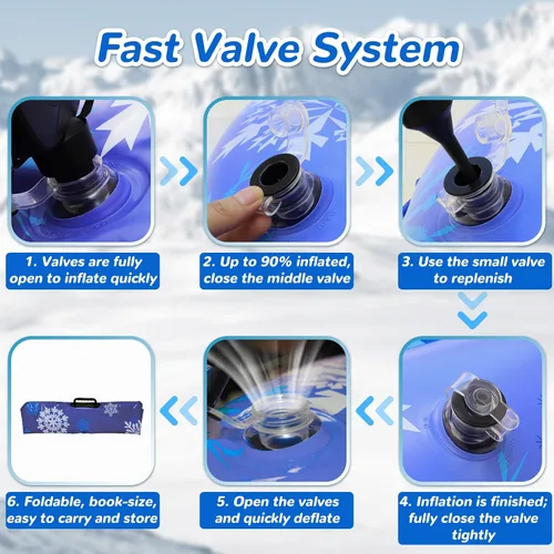 Miniatura 3 de KEUCL Tubo de Nieve, 3 Paquetes para Toda la Familia, Trineo de Nieve Inflable para Niños y Adultos, Trineos de Fondo Duro Resistente Engrosado