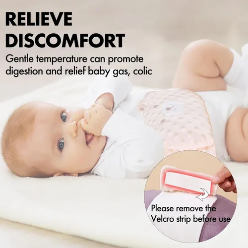 Miniatura 4 de Almohadilla térmica de semillas para alivio de cólicos para bebés con suave calor para aliviar los gases y malestar estomacal (beige, 0.0 ft+)