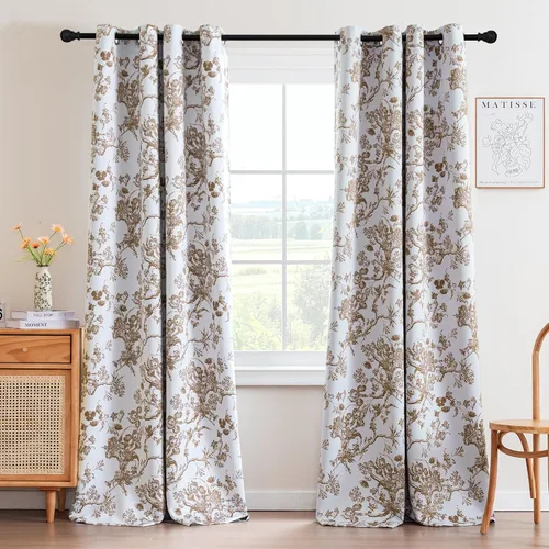 Miniatura 16 de H.VERSAILTEX - Cortinas opacas de 63 pulgadas de largo, juego de 2 paneles, estampado floral, cortinas de estilo campestre para sala de estar