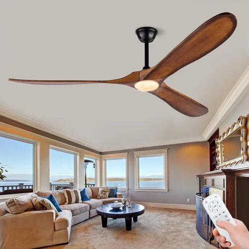 Miniatura 11 de Ventiladores de techo de madera maciza con luces, ventilador de techo moderno de 36 pulgadas con luz y control remoto, motor CC reversible, 6