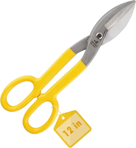 Miniatura 8 de DOWELL Cortadores de metal de 8 pulgadas con hoja plana, con cómodo mango de goma amarilla para manitas, techadores, mecánicos, propietarios