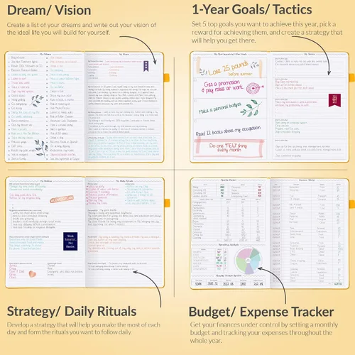 Miniatura 5 de GoGirl Planner Pro: Agenda semanal y organizador con diseño horizontal + páginas de seguimiento de presupuestos y gastos, diario de objetivos, sin