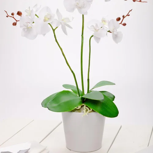 Miniatura 7 de Restaurantware Faux Fiore Violet Allium - Maceta blanca - Plantas de imitación - 14.6" - Caja de 1 unidad