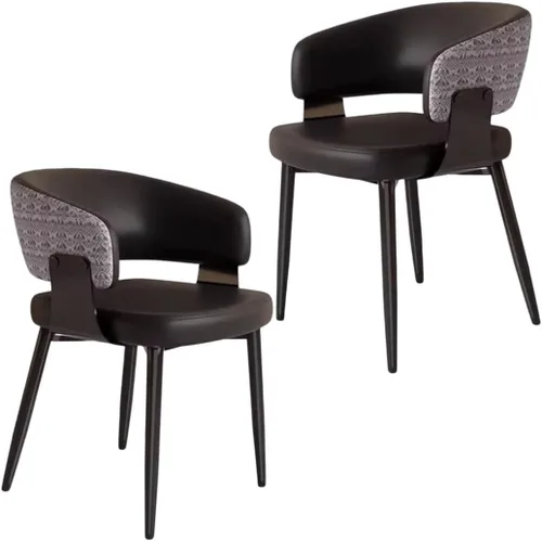 Miniatura 16 de YVYKFZD Juego de sillas de comedor, silla de comedor con patas de metal y respaldo curvo, sillas de cocina tapizadas de cuero, reposabrazos, silla