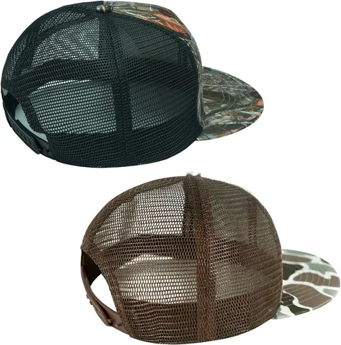 Miniatura 4 de BASSDASH Paquete de 2 gorras de camionero de ala plana con parte trasera de malla ajustable para hombres y mujeres para pesca y caza