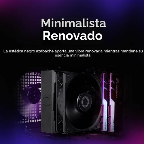 Miniatura 9 de Cooler Master Hyper 212 Enfriador de aire para CPU negro, ventilador PWM SickleFlow 120 Edge, cubierta superior de aluminio, 4 tubos disipadores