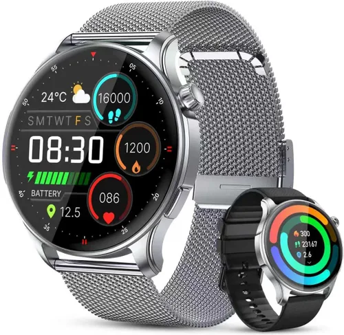 Reloj Inteligente para Hombres y Mujeres Fitness: Realizar y Contestar Llamadas, Correr, Relojes Digitales para Hombres, Resistente al Agua, Reloj