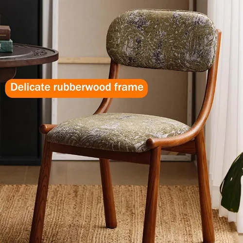 Miniatura 4 de Rustic Fabric Dining Room Chairs, Kitchen Chair with Backrest, Dining Chairs Lobby Chair Set for French Country Farmhouse Kitchen Home Brown+black