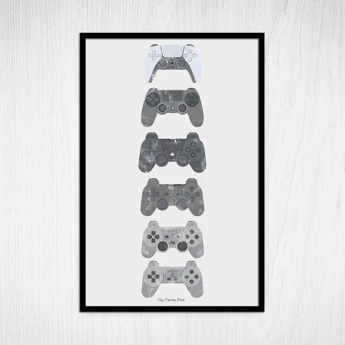Miniatura 6 de Póster de la evolución del controlador PS para decoración de pared de sala de juegos. Historia de los controladores PS, póster artístico