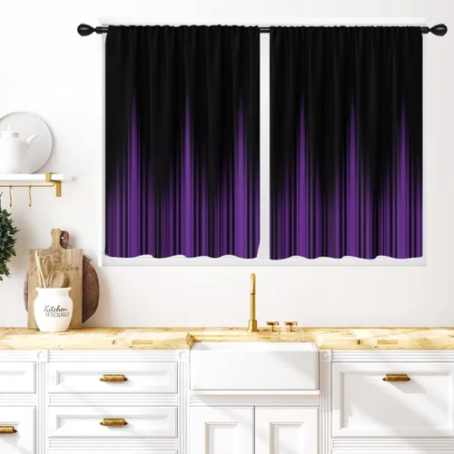Miniatura 30 de Coxila Cortinas 100% opacas en negro y beige de 42 x 63 pulgadas, cortinas góticas degradadas con aislamiento térmico para dormitorio