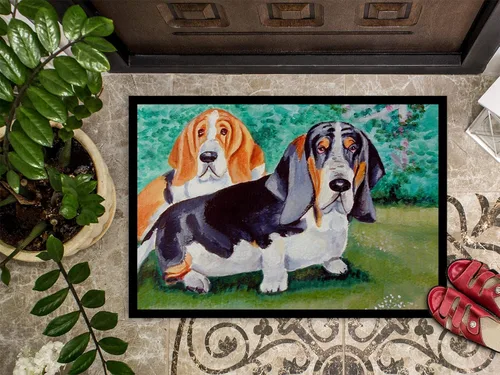 Miniatura 3 de Caroline's Treasures 7061JMAT Basset Hound Double Trouble - Tapete para puerta delantera, 24 x 36 pulgadas, para interiores y exteriores