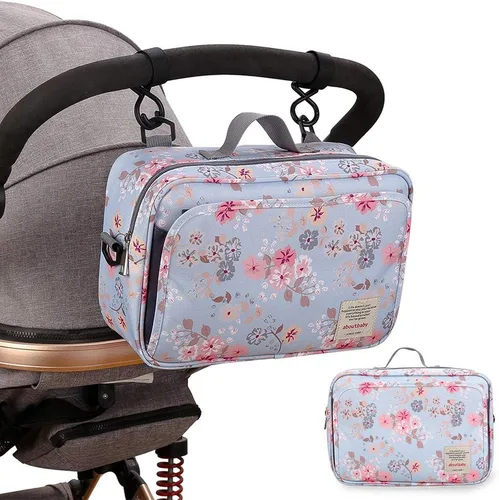 Organizador de pañales para bebé al aire libre - Bolsa de cochecito de bebé, contenedor de almacenamiento para pañales, toallitas y juguetes (rosa)