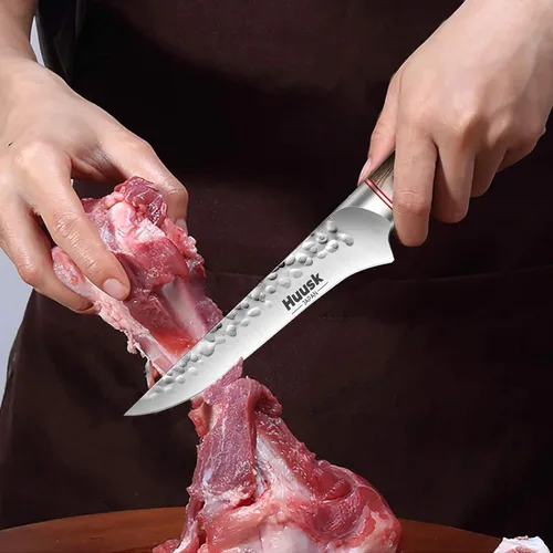 Miniatura 4 de Huusk Cuchillo deshuesador para cortar carne, cuchillo de filete japonés forjado a mano de 6.5 pulgadas para carne, pescado, aves de corral
