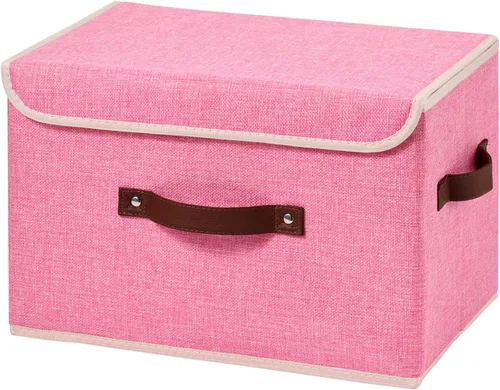 Miniatura 18 de Cajas de almacenamiento con tapa, contenedores de almacenamiento de tela de lino y algodón, contenedores organizadores, cestas decorativas plegables