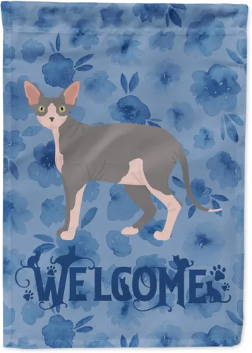 Miniatura 222 de Caroline's Treasures CK4813CHF - Bandera de bienvenida con gato abisinio azul, manga grande, para porche, para colgar en la pared, poliéster