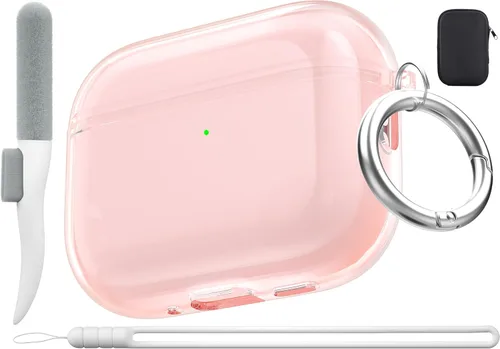 Miniatura 23 de Valkit - Funda transparente protectora para estuche de AirPods, con llavero, poliuretano termoplástico suave, a prueba de golpes, compatible