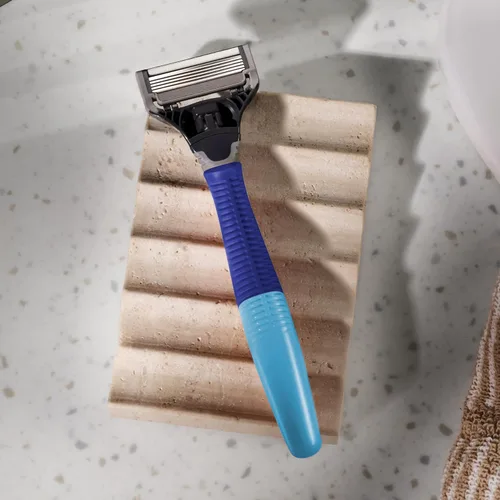 Miniatura 3 de Harry's Kit de afeitado original para hombre, mango de afeitar y 3 cartuchos de repuesto de cuchillas de afeitar, diseño alemán, azul océano