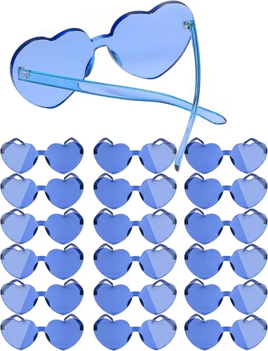18 pares de lentes de sol con forma de corazón, sin marco, paquete a granel para mujeres, fiesta de colores y cumpleaños
