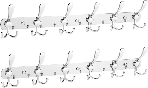 Miniatura 20 de YUNISS Perchero montado en la pared, 3 ganchos triangulares de acero inoxidable para abrigos, sombreros, batas, toallas en recibidor y entrada Negro