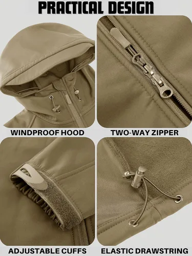 Miniatura 5 de TACVASEN Chaqueta táctica para hombre con capucha, resistente al agua, para operaciones especiales, capa softshell militar