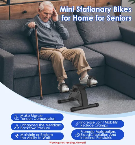 Miniatura 4 de Mini bicicleta estática de 12 niveles debajo del escritorio con pantalla LCD, pedales de bicicleta bidireccionales eléctricos silenciosos