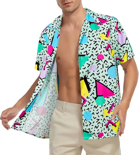 Miniatura 128 de Camisa hawaiana para hombre, con estampado floral, cómoda, con botones, casual, manga corta, ropa de playa para hombre