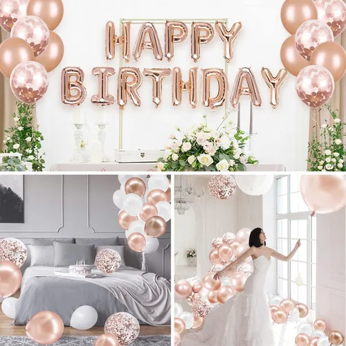 Miniatura 6 de Kit de arco de globos de oro rosa, globos de oro rosa, kit de guirnalda de globos de oro rosa, decoraciones de fiesta de oro rosa, decoraciones