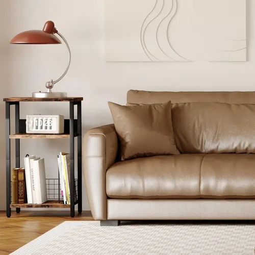 Miniatura 5 de Fixwal Soporte para tocadiscos de 3 niveles, mesa auxiliar dedicada con almacenamiento abierto, para sala de estar y dormitorio, color marrón rústico
