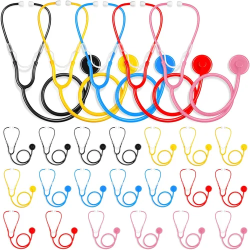 RoundFunny 20 piezas de estetoscopio para niños, estetoscopio de plástico de trabajo real para niños, juegos de rol, niñas, niños, médicos,