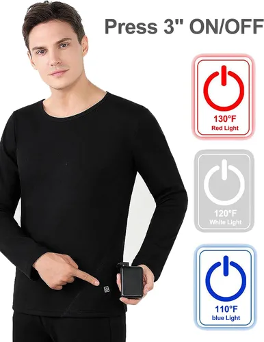 Miniatura 5 de TRUNYAQI Conjunto de ropa interior térmica térmica eléctrica para hombre, ropa interior deportiva de invierno al aire libre con batería