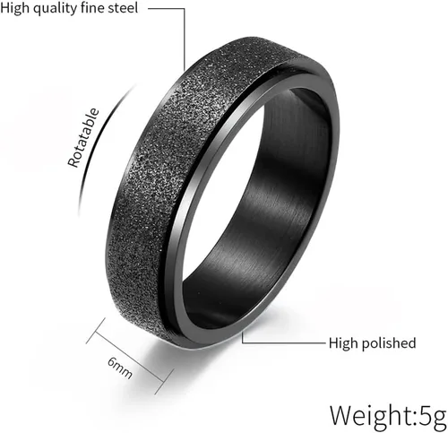 Miniatura 2 de WLPCIV Anillo de ansiedad para mujeres y hombres, anillo giratorio de acero inoxidable, anillos de arena con acabado con purpurina para aliviar