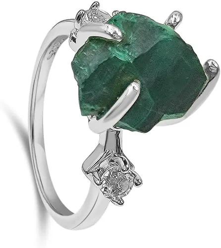 Miniatura 12 de Anillo de cristal crudo real con piedra natal, plata de ley, oro blanco, regalo de joyería para ella, regalo de Navidad, Día de la Madre