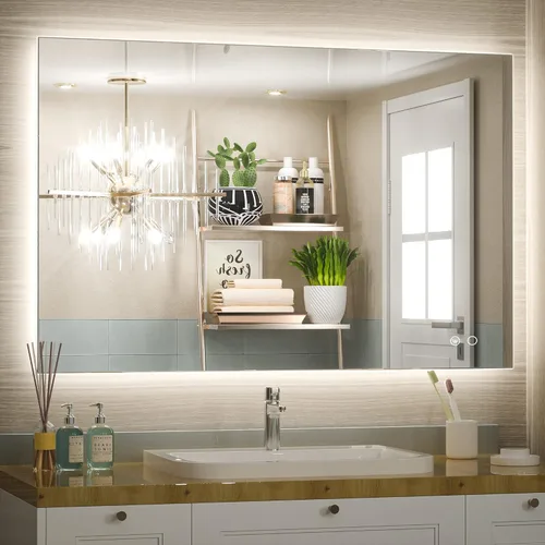 Miniatura 26 de Keonjinn Espejo de baño LED de 24 x 32 pulgadas con retroiluminación, antiniebla, CRI90+ HD regulable sin escalones, alto lumen, montaje en pared