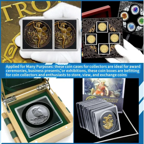 Miniatura 5 de 20 piezas de estuches ajustables de acrílico para colección de monedas con esponjas, soporte de monedas con cierre, estuches de protección
