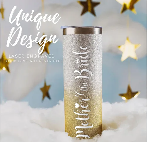 Miniatura 2 de Onebttl Regalos para madre de la novia, vaso delgado de acero inoxidable de 20 onzas con tapa y popote en fiesta de boda para novias, madres