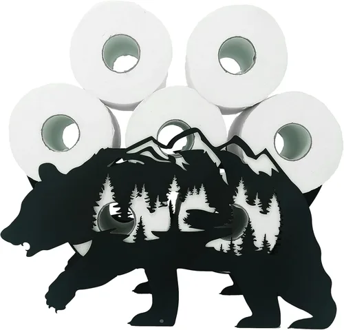 Miniatura 9 de Soportes de papel de oso de metal, divertidos soportes de almacenamiento de papel de animales negros para interiores y cocina, almacenamiento