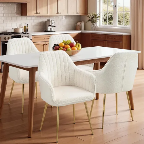 Miniatura 10 de AVAWING Modern Living - Juego de 2 sillas con reposabrazos decorativos para sala de estar, comedor, de terciopelo, tapizado, de mediados de siglo
