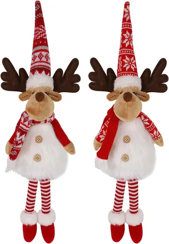 Miniatura 8 de Juegoal Paquete de 2 renos de Navidad iluminados con patas colgantes, figuras de alce rodolfo hechas a mano de 23 pulgadas, regalo de vacaciones