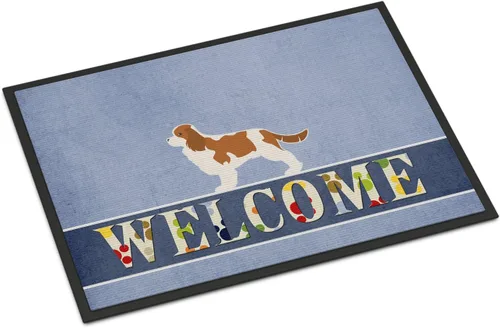 Caroline's Treasures BB5553MAT - Felpudo de bienvenida Cavalier King Charles Spaniel de 18 x 27 pulgadas, tapete para puerta delantera, interior y