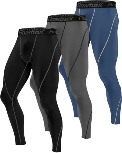 Roadbox - Paquete de 1, 2 o 3 pantalones de compresión para hombre con capa base atlética, leggings ajustados para correr, yoga y baloncesto