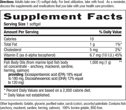 Miniatura 7 de Country Life Suplemento de aceite de pescado omega-3, 1000 mg, 180 mg de EPA y 120 mg de DHA, concentrado de aceite de pescado, sin erupciones, 200