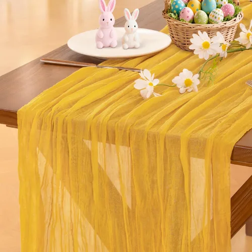 Miniatura 16 de Socomi - 10 caminos de mesa de gasa, estilo bohemio y rústico, para primavera, Pascua, bodas, fiestas, baby showers, cumpleaños y decoración, 120