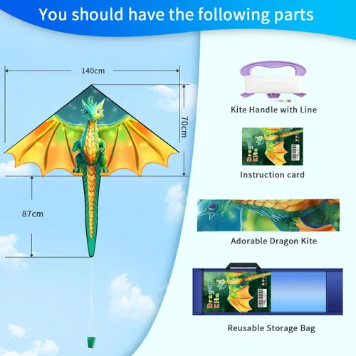 Miniatura 2 de Xida Kites for Kids Ages 4-8, Large Kite for Adults, Easy to Fly Beach Kites with Handle and String,Perfect for Beginners,Beach,and Outdoor Flying