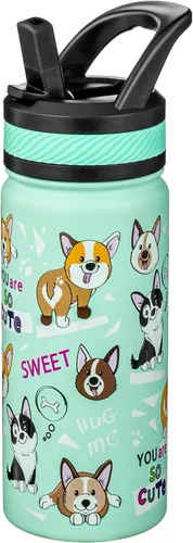 Miniatura 21 de Fanhaw Botella de Agua Aislada para Niños de 18 Oz con Tapa de Pajita – Acero Inoxidable de Doble Pared al Vacío, A Prueba de Fugas, Botellas