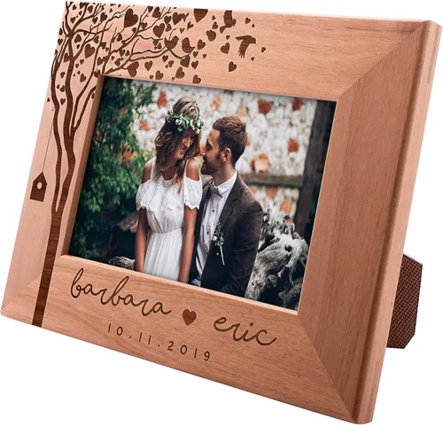 Miniatura 12 de Regalos para el día de San Valentín para ella, marco de fotos de boda personalizado de 4 x 6 pulgadas, Home is Where You are, regalos románticos