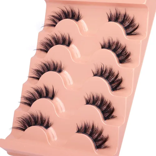 Miniatura 8 de Medias Pestañas de Aspecto Natural Ojo de Gato Pestañas Postizas Vaporosas 3D de Visón Sintético Banda Transparente Pestañas de Tira Esponjosas por