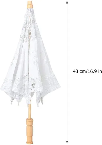 Miniatura 8 de Taidda Sombrilla de encaje blanco, blanco Victoria para mujeres y niñas, boda bailes fotografía sesiones de fotos colocación paraguas