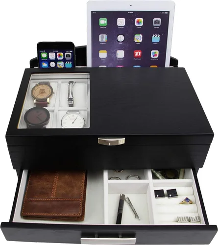 Miniatura 2 de Alta calidad Executive Man 's Valet de madera caja de almacenamiento
