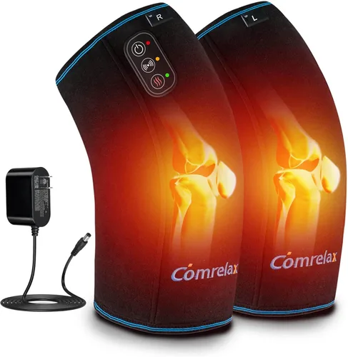 Masajeador de rodilla con calor y vibración, almohadilla térmica para aliviar el dolor de rodilla, almohadilla térmica para dolor de piernas,